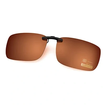 Image of Goiteia Silver Mirrored Polarized Clip On Sunglasses Over Prescription Glasses Men Women,Compact Fit,Non Flip Up