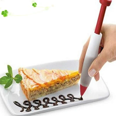 Image of 1pc Kitchen Decorating Pen, Pastry Cream Cookie Chocolate Reusable Syringe Cake Writing Pen for Dining, Silicone Icing Piping Nozzle Tools(random Color)