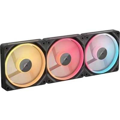 Image of Corsair iCUE LINK LX120 R RGB 120mm PWM Reverse Fans Triple Fan Kit Low Noise, Magnetic Dome Bearing, Dual Light Loops, QuikTurn™ Screws, Zero RPM Mode Black