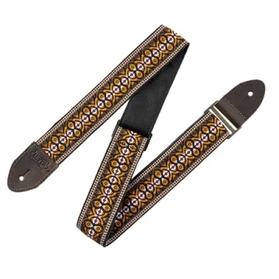 Image of Levy&#039;s Leathers guitar Strap, M8HTV 20, 2&quot; jacquard weave strap with vintage Hootenanny design