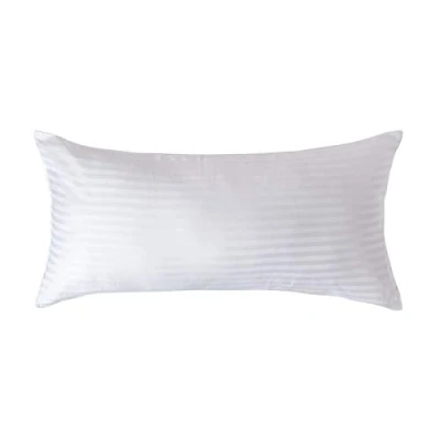 Image of HOMESCAPES White Pure Egyptian Cotton Euro Size Pillowcase 40 x 80 cm 330 TC 500 Thread Count Percale Equivalent Satin Stripe Pillow Case with Zip
