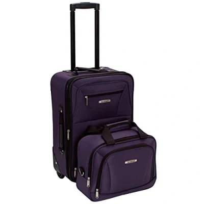 Image of Rockland Fashion Softside Upright Luggage Set, Purple, 2 Piece Set (14/19),