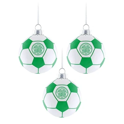 Image of FOCO Scottish Premiership SPL Football Fan Christmas Tree Haning Ornament 3 Pack Cetlic Baubles