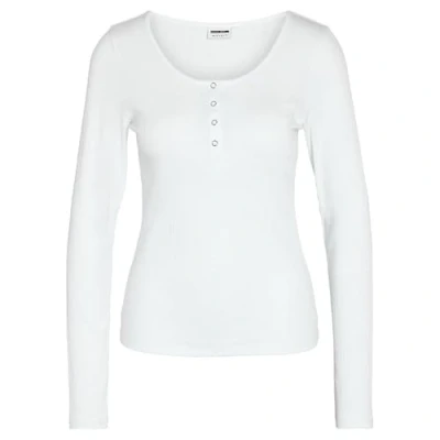 Image of Noisy may Women&#039;s Nmpasa L/S Button Top JRS Noos Longsleeve T Shirt, Bright White, XL