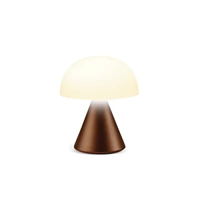 Image of Lexon Mina Small Mushroom Lamp LED Portable Bedside Light for Bedrooms, Kids &amp; Nursery Rechargeable with 12h Autonomy Memory Dimmer, Aluminum Bronze