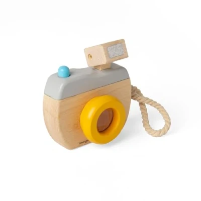 Image of Bigjigs Toys Wooden Kids Camera Toddler Role Play Toy, Sustainable Gifts For Girls &amp; Boys, Made From Eco Friendly Wood, Age 18 Months Old +