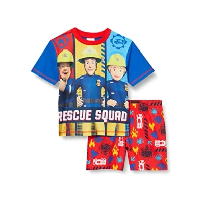 Image of Fireman Sam Boys Pyjamas Short PJs Set, Ages 18 Months to 7 Years Old (5 6 Years) Blue