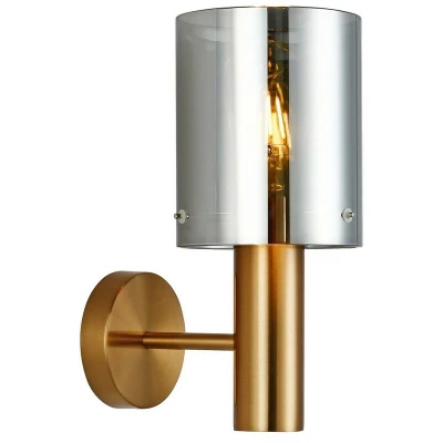 Image of Italux Lighting Modern Wall Lamp Brass 1 Light with Smoky Shade, E27