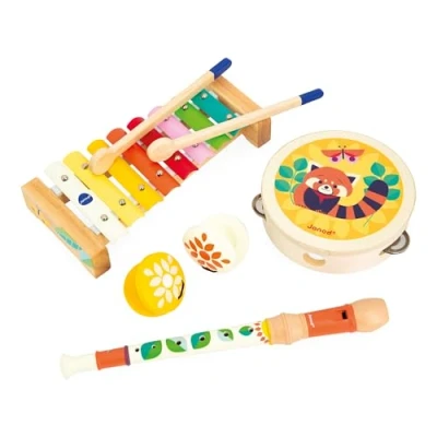 Image of Janod Gioia Musical Set 4 Children’s Instruments Pretend Play Awakening Toys FSC Wood Game Water Based Paint 18 Months +, J07656