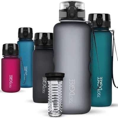 Image of 720DGREE Water Bottle “uberBottle“ 1.5 L softTouch +Fruit Infuser BPA Free Tritan, Leakproof, Reusable Drinking Sports for Gym, Running, Fitness, Hiking, Travel, School, Office