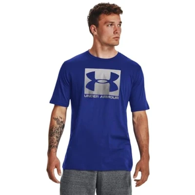 Image of Under Armour Boxed Sportstyle Print Tshirt, Men&#039;s, Size: Small, Blue
