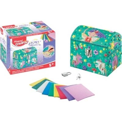 Image of Maped Creativ Secret Mosaics Jewellery Box Mosaic Activity with Colourful and Adhesive Stickers Customise Your Treasure Craft Kit from 5 Years Old