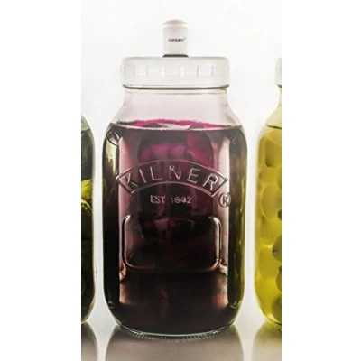 Image of Kilner 1 Litre Food Fermentation Jar with Sterilock® Airlock Releasing CO2 Whilst preventing Bacteria from Getting in.