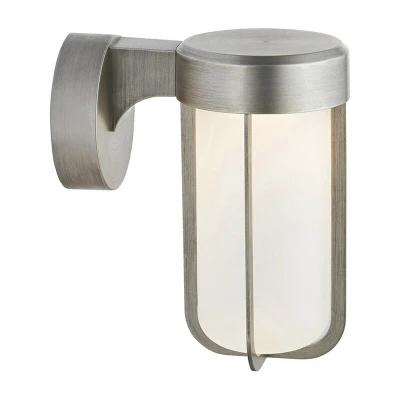 Image of Benevento Outdoor Integrated LED Wall Lamp Brushed Silver Finish &amp; Frosted Glass IP44