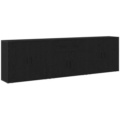 Image of vidaXL Sideboards 3 pcs Black Oak Engineered Wood