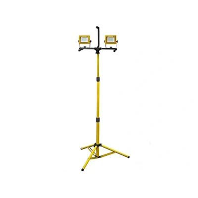Image of Faithfull FPPSLT70V 70W LED Twin Head Site Light with Tripod Mains Powered 240V 7200 Lm 2.5M Cable