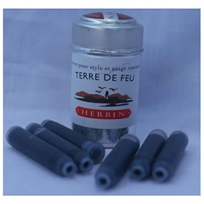 Image of Six J Herbin Writing Ink Cartridges Brown, Terre De Feu
