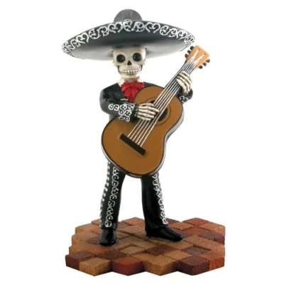 Image of StealStreet Skeleton Skull Black Mariachi Band Bassist Figurine Collectible