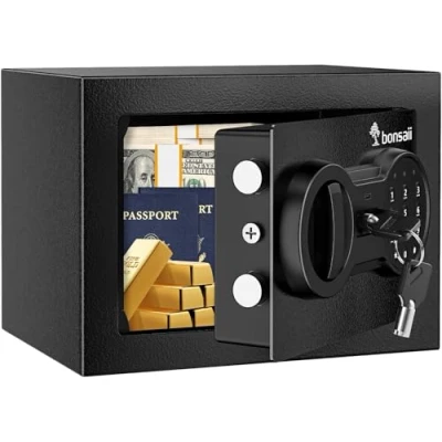 Image of Bonsaii Safe Box for Money, 6.6L Small with Electronic Keypad, Steel Construction Digital Safe, Mini Home Office Hotel, 17x23x17 CM