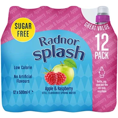 Image of Radnor Splash Sugar Free Apple &amp; Raspberry Flavoured Water 12 x 500ml
