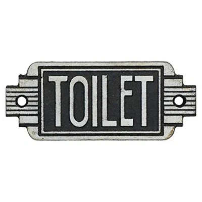 Image of Art Deco Toilet Sign Cast Iron Plaque Door Wall Cafe Shop Pub Hotel Bar Loo