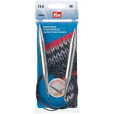 Image of Prym Circular Knitting Needle, Brass, Silver, 12 mm