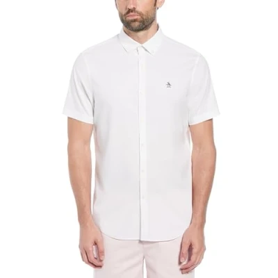 Image of Original Penguin Men&#039;s Shirt, SS Oxford STRTCH NO Fit Bright White, XL