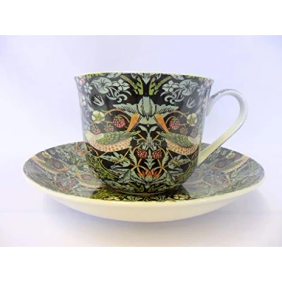 Image of Gift Boxed William Morris Black Strawberry Thief Jumbo Cup and Saucer