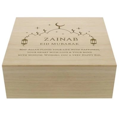 Image of CalEli Gifts Personalised Eid and Ramadan Wooden Keepsake Box
