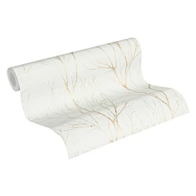 Image of Forest Wallpaper Blooming Non Woven 10.05 m x 0.53 Beige Gold Creme Made in Germany by Livingwalls 372603 37260 3