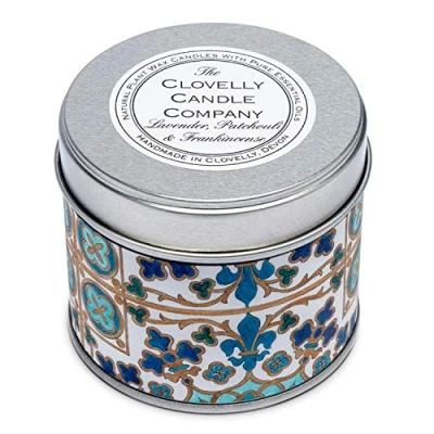 Image of Clovelly Soap Co Handmade Natural Scented Lavender Patchouli &amp; Frankincense Aromatherapy Soy Wax Vegan Tin Candle