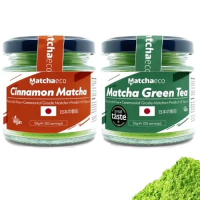Image of Matchaeco 100g Cinnamon Regular Matcha [2 x 50g Cinnamon/Regular] Japanese &amp; Green Tea Powder Flavoured Stone Ground Ceremonial Grade From Japan Pesticide Free (100g RC)