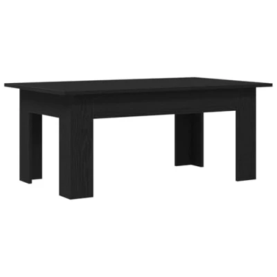 Image of vidaXL Black Oak Coffee Table Engineered Wood, Rectangular, Matte Finish, Living Room/Office, 100 x 60 42 cm
