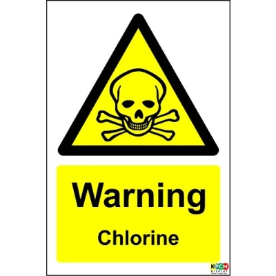 Image of Warning. Chlorine Sign Self Adhesive Sticker 300mm x 200mm