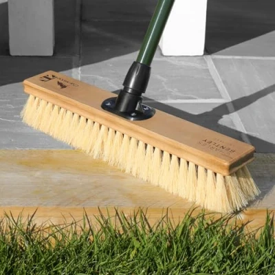 Image of Charles Bentley Charnwood 18&quot; Dual Fill Broom for Garden &amp; Outdoor Maintenance Premium Brushware Green FSC Wood