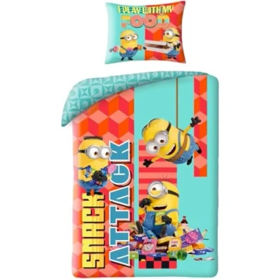 Image of Halantex Minions Stuart Bob Kevin Bed Set Duvet Cover 140 x 200 cm with Pillowcase 70 90 100% Polyester Multi Coloured