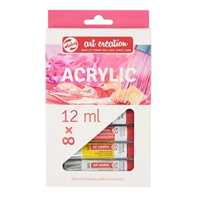 Image of Talens Art Creation Acrylic Paint Starter Set, 8 Colors (12 ml tubes) Painting for Adults