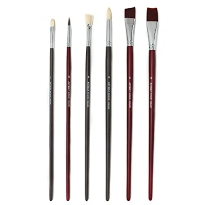 Image of Artway Long Handle Premium Artist Paintbrush Set (6pc mixed)