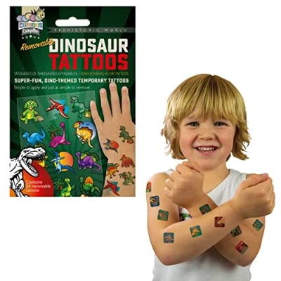 Image of Temporary Tattoos Dinosaur themed for kids