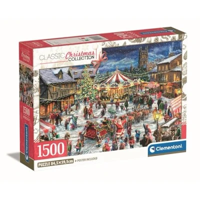 Image of Clementoni Jigsaw Puzzle The Christmas Fair 1500 Pieces Compact Box, For Adults 14 99 Years, Gift Men/Women, Made In Italy, 31725