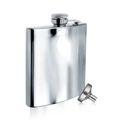 Image of Vin Bouquet FIA 387 flask with funnel. 7 oz steel funnel included