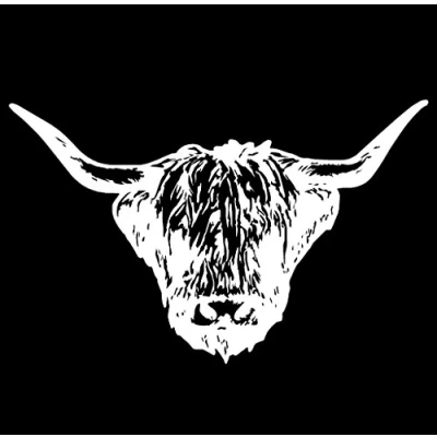 Image of LightningSigns Highland Bull Cow Head Vinyl car van camper sticker,decal #2 (White, large)