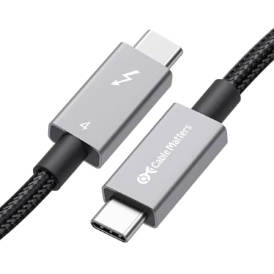 Image of Cable Matters [Intel Certified] Braided 40Gbps Thunderbolt 4 0.5m Black, with 240W Charging Power Delivery and 8K Video Fully Compatible 3, USB for Apple MacBook Pro, iMac