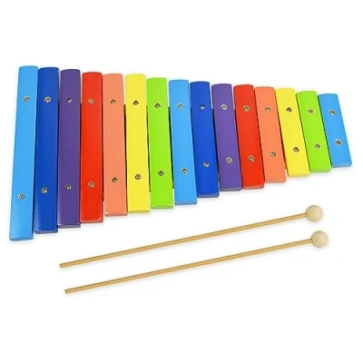 Image of A Star 15 Note Diatonic Colourful Rainbow Xylophone with Pair of Wooden Beaters