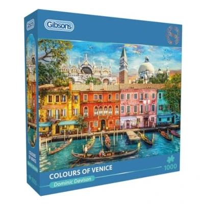 Image of Colours of Venice 1000 Piece Jigsaw Puzzle Italy Sustainable for Adults Premium 100% Recycled Board Great Gift Gibsons Games