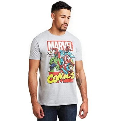 Image of Marvel Men&#039;s Call Out T Shirt, Grey (Sport Spo), XL UK
