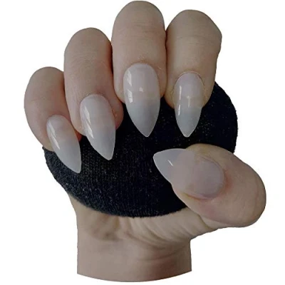 Image of 600 Pieces Short Stiletto False Nail Tips NATURAL Full Cover Acrylic Press On Nails Extensions Professional Salon &amp; Home Use