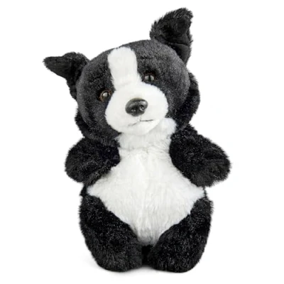 Image of Living Nature Baby Border Collie Stuffed Animal Plush Toy Fluffy And Cuddly Dog Soft Gift for Newborns Babies Naturli Eco Friendly, White