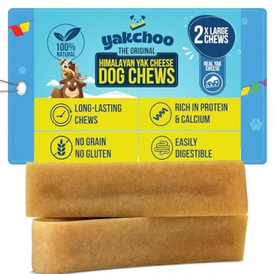 Image of Yakchoo Himalayan Yak Chews for Dogs 300g (XL 2 Chews) 100% Natural Cow &amp; Milk Dog Chew Large Breeds Bones Long Lasting Treats Dental Aggressive Chewers