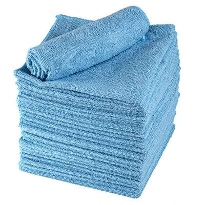 Image of ABENA Blue Microfibre Cloths 40 x cm Pack of 20 Multipurpose Cleaning Glasses Cleaner Cloth Dish General Duster
